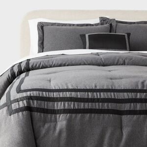 Open Box - Threshold - 8pc King Applique Border Comforter and Sheet Set G Gray